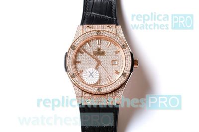 Swiss Grade Hublot Classic Fusion Rose Gold Diamond Watch 44mm